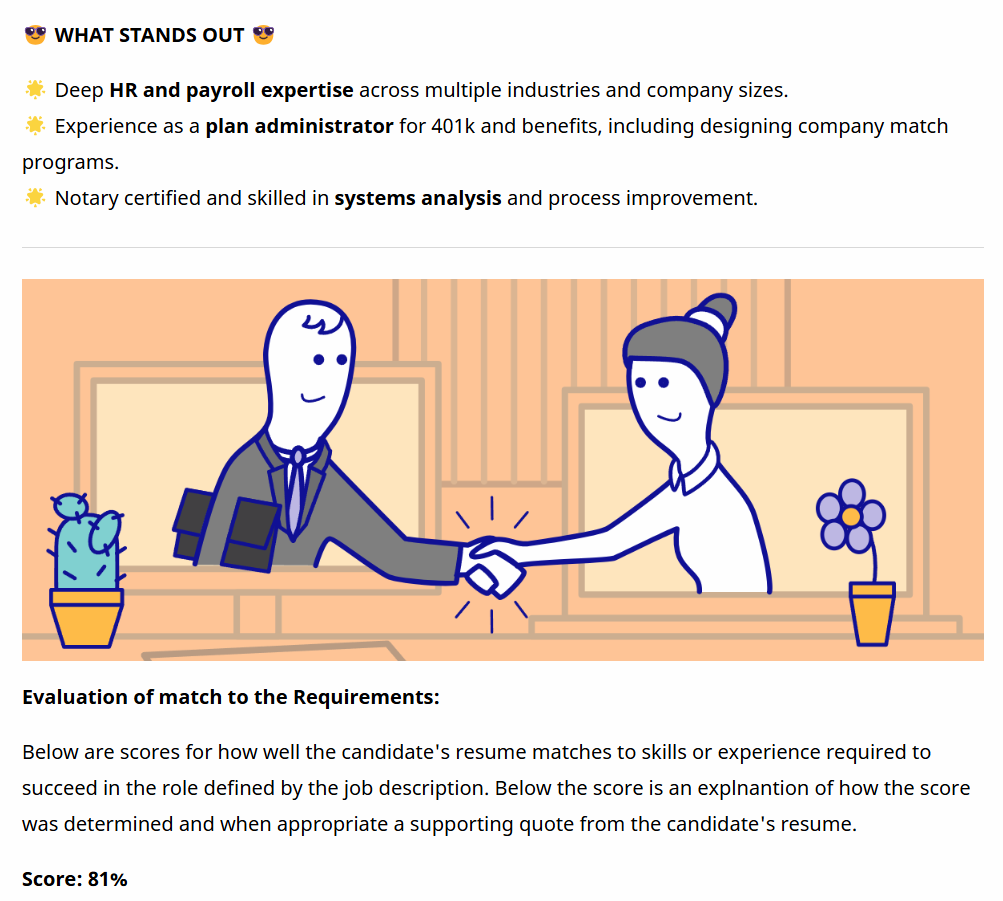 Interview summary page